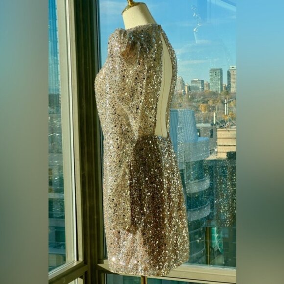 🆕 BRONX & BANCO 🧿 NWOT Tessa Silver Sequin Mini Dress, Sz L US 8 - Picture 10 of 15